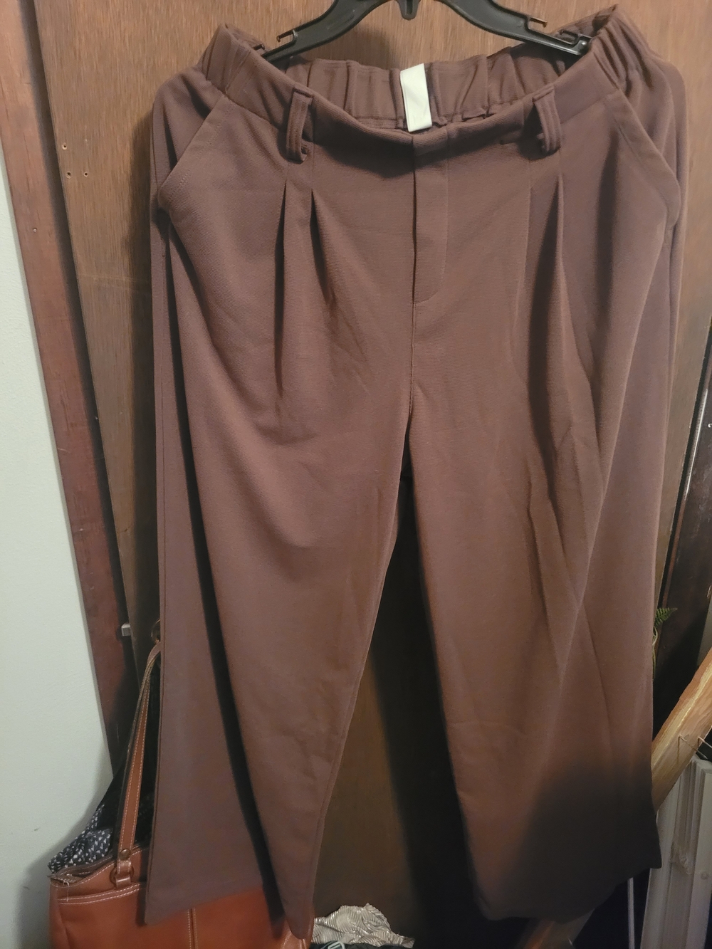 HALARA Brown Wide-Leg Pleated Trousers